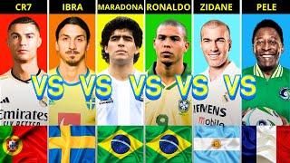 Comparison: CR7 vs Ibrahimovic vs Maradona vs Ronaldo vs Zidane vs Pele