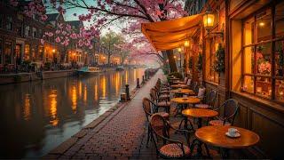 Sunset Cafe Music  Relaxing Sweet Piano Jazz & Outdoor Spring Ambience for Studying,Working,Unwind