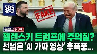 공개 굴욕 당한 젤렌스키, 트럼프에 주먹질?…선넘은 'AI 가짜 영상' 후폭풍 / SBS / 트럼프NOW