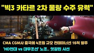 [CC한글자막]조선 빅3 '카타르' 2차 물량 수주 유력···중국 추격 계속된다, CMA CGM, 중국에 4조원 규모 컨선 16척 발주, 'HD현대·대우조선' 노조…엇갈린 시선