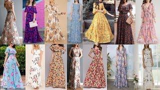 Floral print maxi dress collection 2019/ Long frock kurti dress