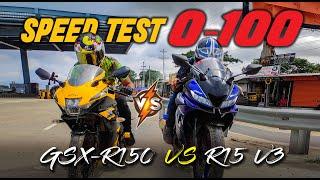 Gsx-r150 vs R15 V3 | Speed Test 0-100 |  R15 V3 Rider Challenged Me | Xtreme Biker Mizan - Mawa