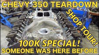 Small Block Chevy 350 TEARDOWN! 100K Sub Special! Shop Tour, Announcements & I Open My Play Button!