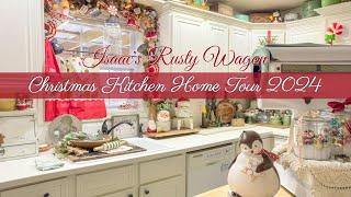 CHRISTMAS KITCHEN HOME TOUR 2024 ~ COUNTRY COTTAGE PRIMITIVE VINTAGE COLORFUL DECOR DECORATING