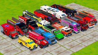 TRANSPORTING ALL FIRE TRUCKS & EMERGENCY VEHICLES WITH TRUCKS & AIRPLANE! Farming Simulator 22