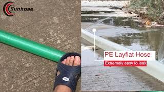 Sunhose Layflat Hose with couplings installation and compare with PE layflat hose