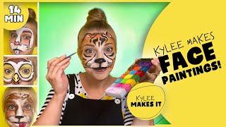 Kylee Makes Face Paintings | Easy Animal Face Paintings for Kids! Art Video for Kids