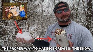 The Proper Way to Make Ice Cream and Hot Fudge Sundaes in the Snow