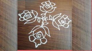 Flower Rangoli Design with 9*3*3 dots || Flower Designs || Madhu's Creative Designs