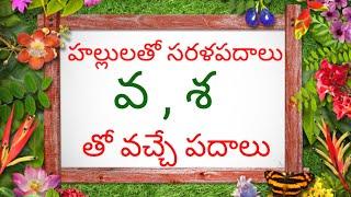 Hallulatho Sarala Padalu in Telugu  l Telugu Reading words | [  వ , శ  ]  తో వచ్చే  సరళ పదాలు