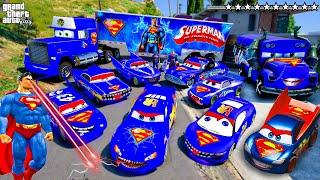 GTA 5 - Stealing SUPERMAN MCQUEEN CARS with Franklin! (Real Life Cars #195)