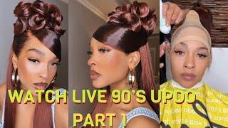 LIVE PART 1 How to do Half Up / Half Down 90s Updo Quick Weave Install using #boldhold