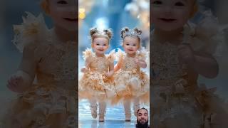 Cute baby fashion show walk, reaction video #ai #cutestbaby #kidsfashion