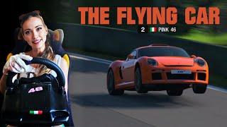 PINK46 - sim racing girl on the flying car! at a certain point it takes off