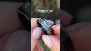 fishing line and bluebell flower petals wedding ring