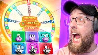 INSANE MAX BETS ON SNAKES & LADDERS LIVE GAME SHOW! ($2500 SPINS)