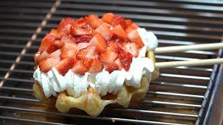 Sweet Liege Waffles making/토핑 천국 리에주와플 맛집 ft.딸기 생크림 누텔라 오레오 크림치즈 사과잼 시나몬