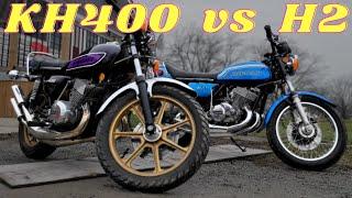 KAWASAKI H2 750 vs KH400 - TRIPLE 2 STROKE!!