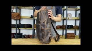 Crazy Horse Leather Backpack Men Laptop Backpack Handmade Travel Backpack MSG7635