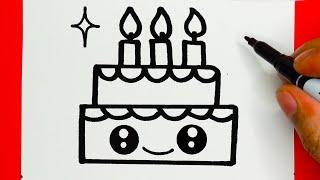 HOW TO DRAW A CUTE CAKE, DRAW CUTE THINGS