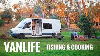 VAN LIFE | Fishing & Fire-Cooked Burgers!