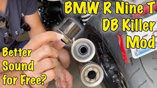 BMW R Nine T DB Killer Mod - Stock Akrapovic Exhaust Louder for Free!