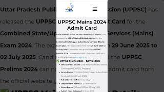 UPPSC Mains 2024 Admit Card#admitcard #sarkariwala #sarkarijobhub #ytshorts