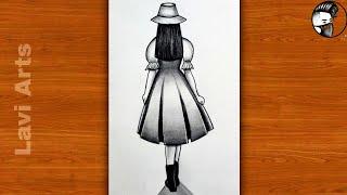 Easy girl Backside drawing | Girl drawing for beginners | Lavi Arts | Sketch