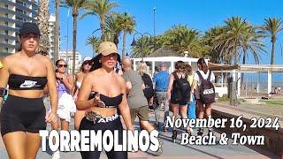 Torremolinos Beach and Town Walking Tour Malaga Spain Costa del Sol November 2024 [4K]