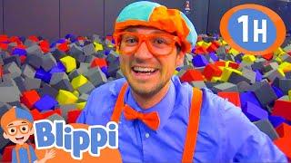 Blippi Visits an Indoor Trampoline Park (Boom Shaka)! | 1 HOUR OF BLIPPI TOYS!