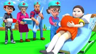 Scary Teacher 3D vs Squid Game 2 Become Doctor Rescuing Pregnant DOLL 5 Times Challenge