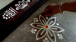 Easy border rangoli designs | Friday rangoli | Sravanamasam muggulu | Gadapa muggulu | Lotus kolam