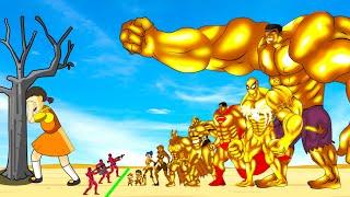 Evolution Of GOLD HULK & SPIDERMAN, SUPERMAN, BATMAN Playing Squid Game 2 Animation | 어몽어스 오징어 게임 2