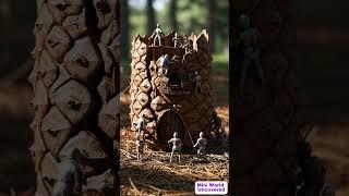 Decomposing Pine Cone Fortress #miniworld #nature #tinyhouse #relaxing #tinypeople #smallworld