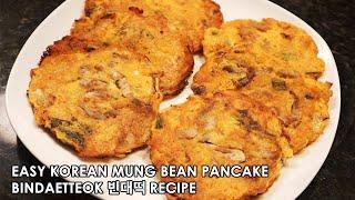 How to Make Korean Mung Bean Pancakes (Bindaetteok, 빈대떡), Easy and Simple Recipe