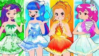 EARTH, WATER, FIRE, AIR Princess Protect Their Island I Four Elements Story I Poor Princess Life