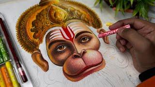 Hanuman Ji Drawing,  Lord Hanuman Drawing,  Oil pastel Drawing