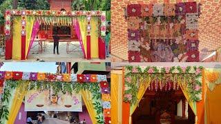 Flowers decoration for puja | Flowers gate & pandal decorate | #pujadecoration