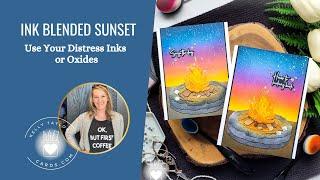 Flawless Ink Blended Sunset with Distress Inks or Oxides: Pups and Cards