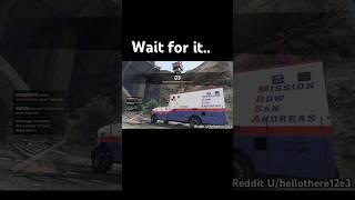 That’s a far drop! #gta #ambulance #cliff #jump