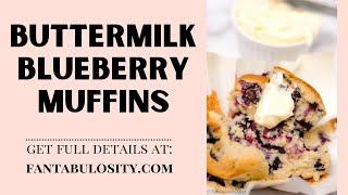 The BEST Buttermilk Blueberry Muffins - Get the full recipe on Fantabulosity.com
