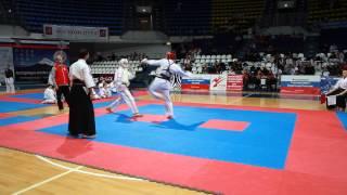 KOSHIKI KARATE. Russia-2014. Abs. 1/2 FINAL. Ekkore (RED) vs Pruntsev (WHITE).