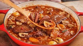 A French chef told me an incredible recipe for beef in Bourguignon! Very tasty!