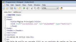 Creación y vinculación hoja de estilos CSS a un documento HTML