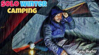 Solo Winter Camping in Drizzling Rain & Cold Weather | Winter Camping in India | Camping Video