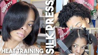 *HEAT TRAINING* SILK PRESS ROUTINE | NO DAMAGE | HEALTHY CURLS