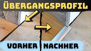 Übergangsprofil schneiden & montieren, bei einem Türübergang - Selbstklebend