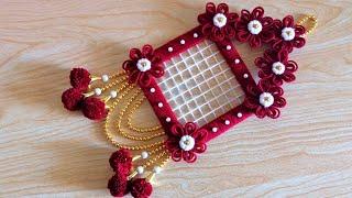 New Design Woolen Flower Wall Hanging Craft Ideas -  Diy Yarn Wall Hanging -  Wool Craft Ideas