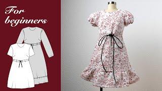 Sewing for beginners Part 6 - How to sew an easy drawstring dress from a free pattern