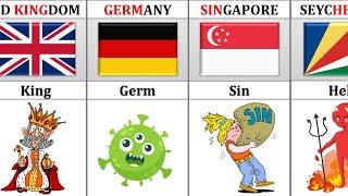 Hidden Word In The Name of Different Countries